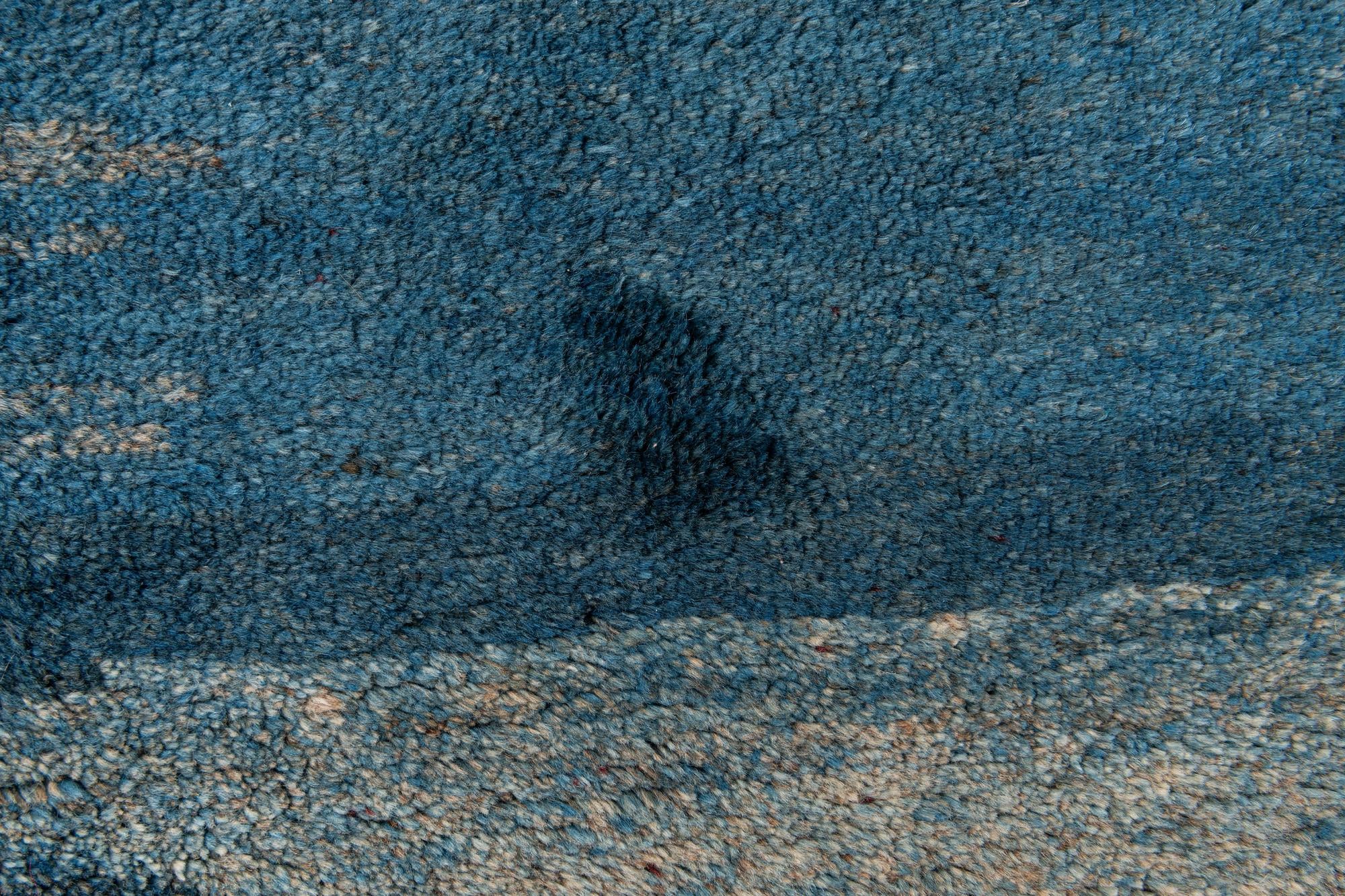 3' 11 x 8' 7 Hand Knotted Gabbeh Wool Round Rug