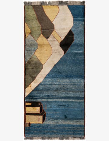 3' 11 x 8' 7 Hand Knotted Gabbeh Wool Round Rug