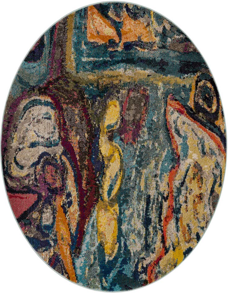 Detail image of 5' 3 x 5' 3 Washable Haerfest Round Rug