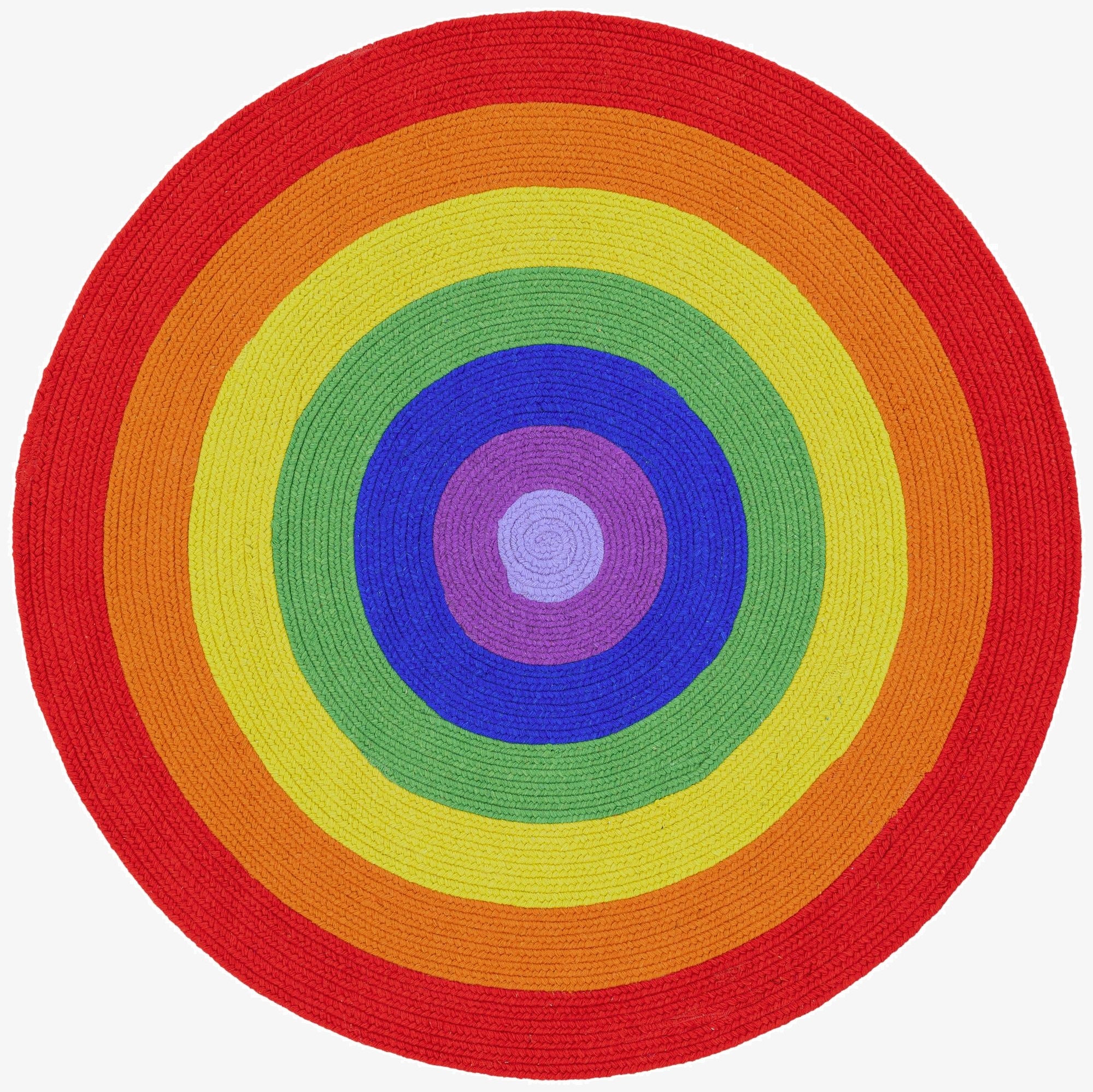 5' 1 x 5' 1  Hand Hand Braided Rainbow Wool Round Rug