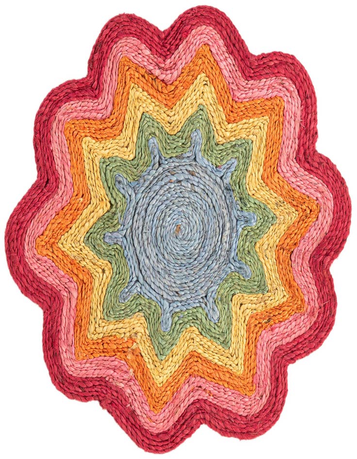 Detail image of 2' 2 x 2' 2 Hand Braided Happy Rugs Jawbreaker Poppy Round