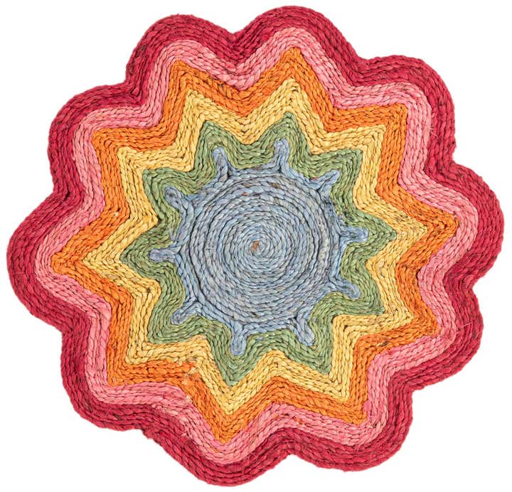 2' 2 x 2' 2 Hand Braided Happy Rugs Jawbreaker Poppy Round