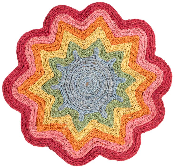Detail image of 2' 2 x 2' 2 Hand Braided Happy Rugs Jawbreaker Poppy Round