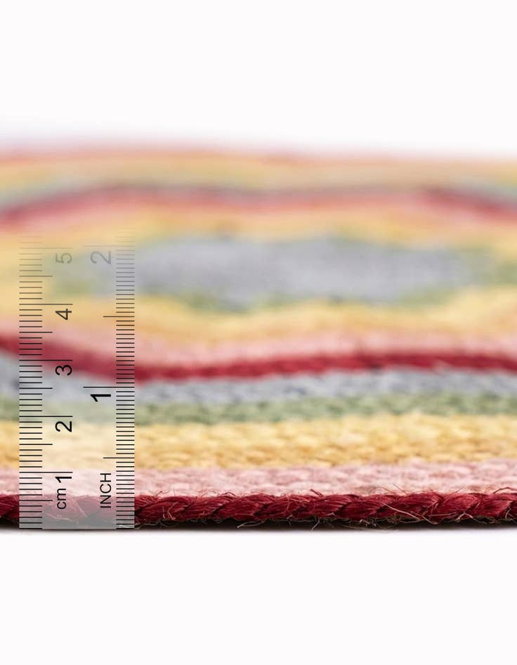 Detail image of 3' 1 x 3' 1 Hand Braided Happy Rugs Jawbreaker Poppy Round