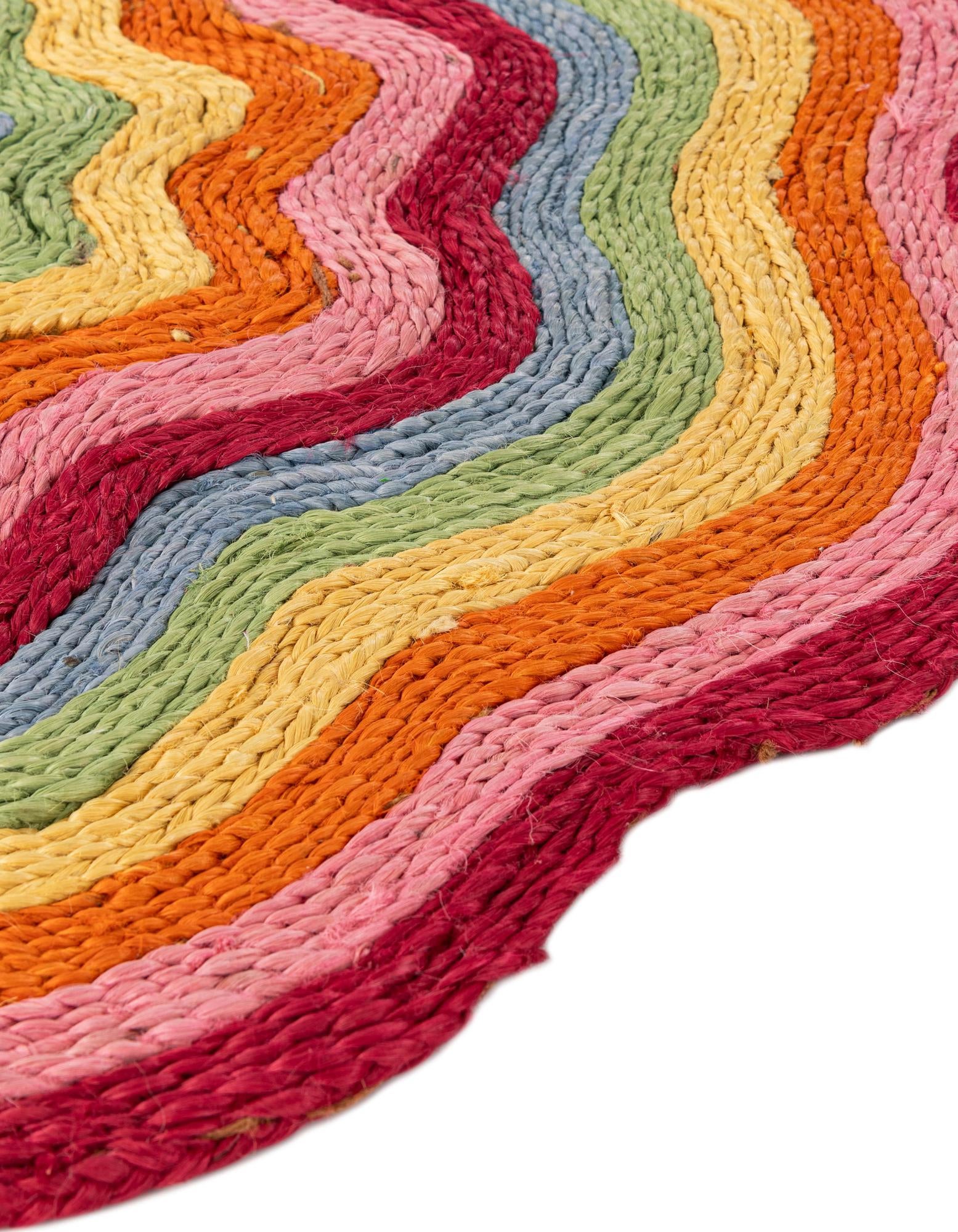 3' 1 x 3' 1 Hand Braided Happy Rugs Jawbreaker Poppy Round