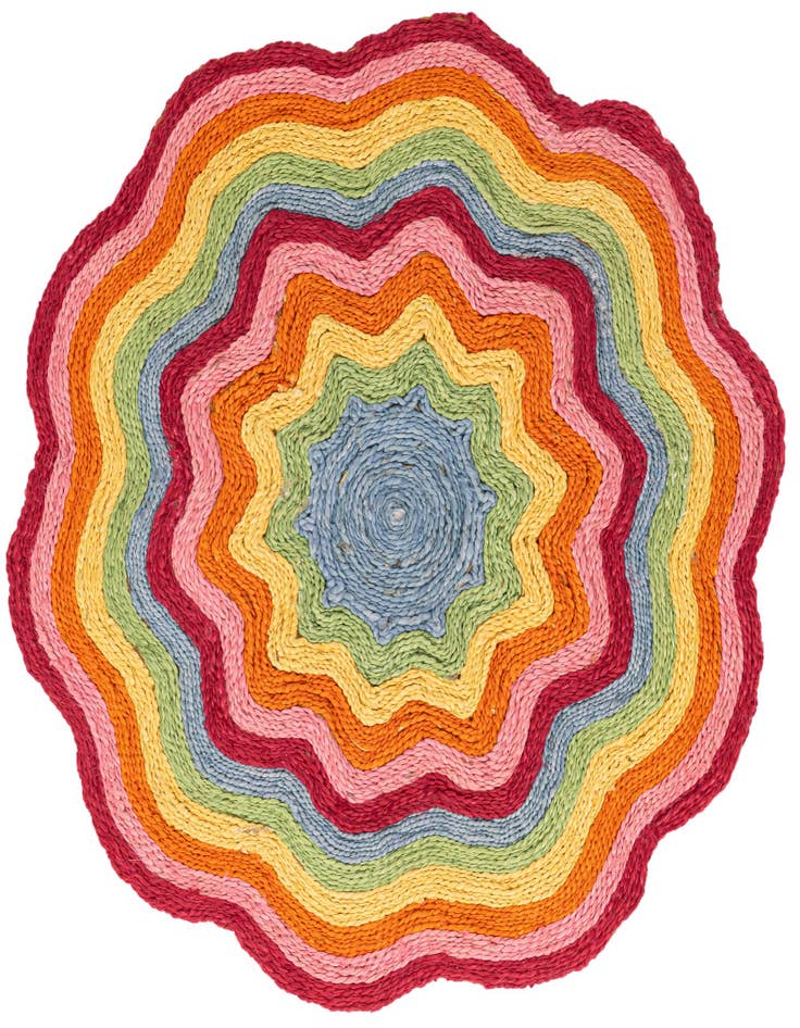 Detail image of 3' 1 x 3' 1 Hand Braided Happy Rugs Jawbreaker Poppy Round
