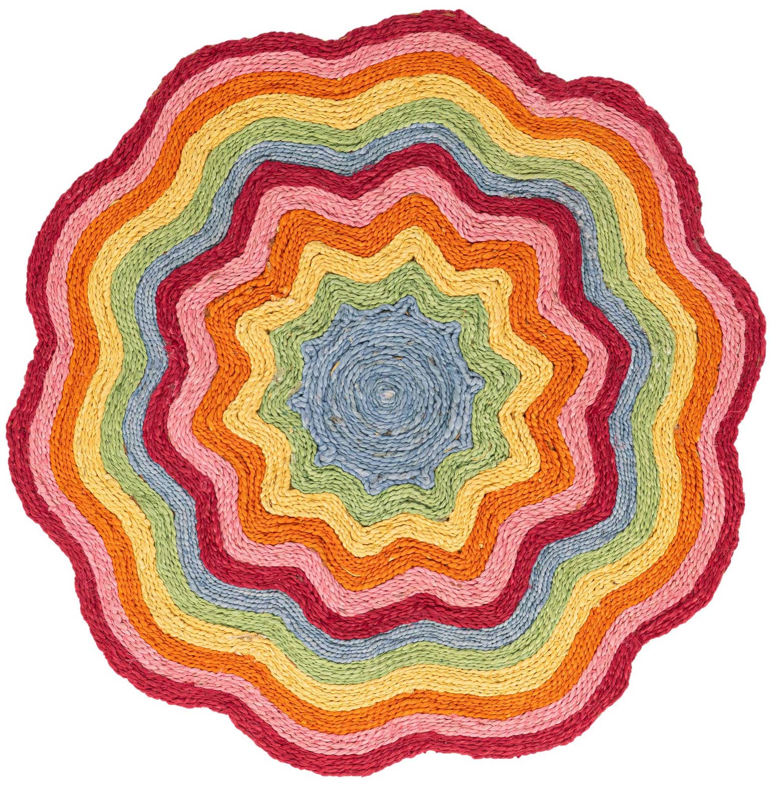 3' 1 x 3' 1 Hand Braided Happy Rugs Jawbreaker Poppy Round