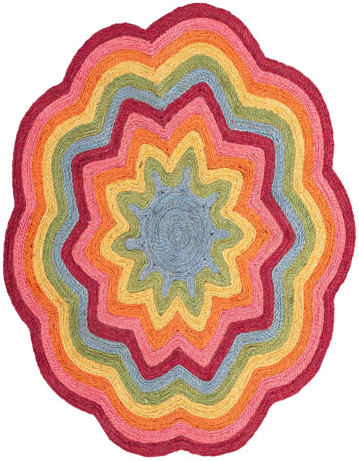 Detail image of 4' 1 x 4' 1 Hand Braided Happy Rugs Jawbreaker Poppy Round