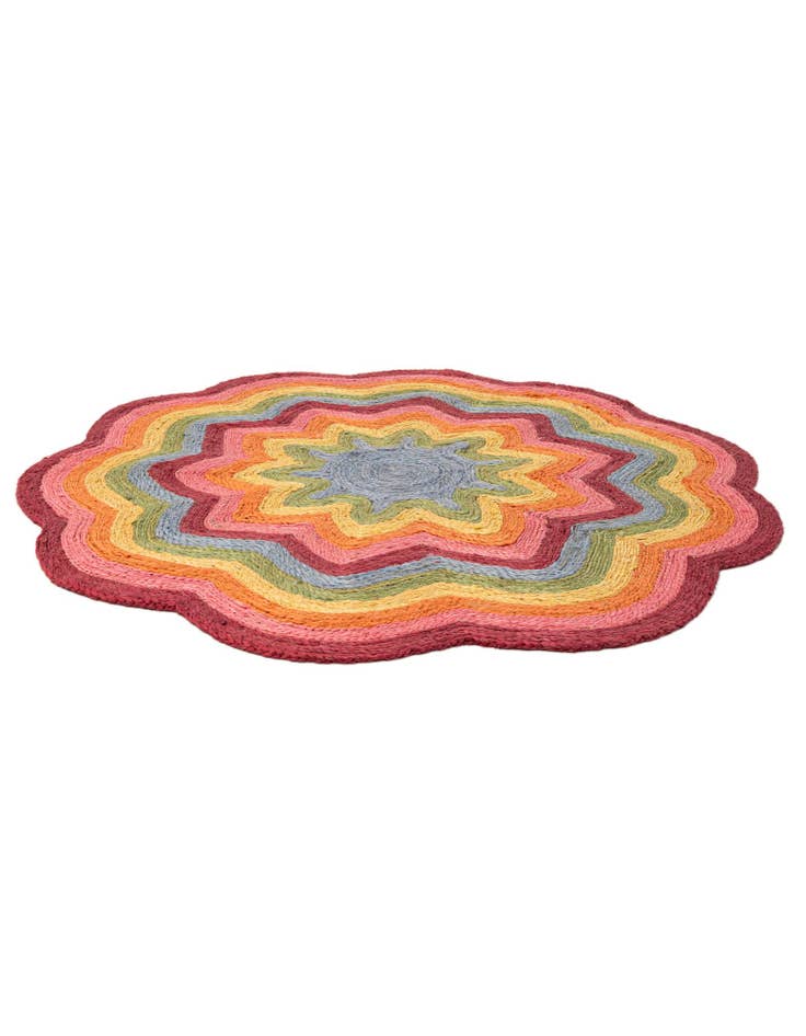 Detail image of 4' 1 x 4' 1  Hand Braided Happy Rugs Jawbreaker Poppy Round