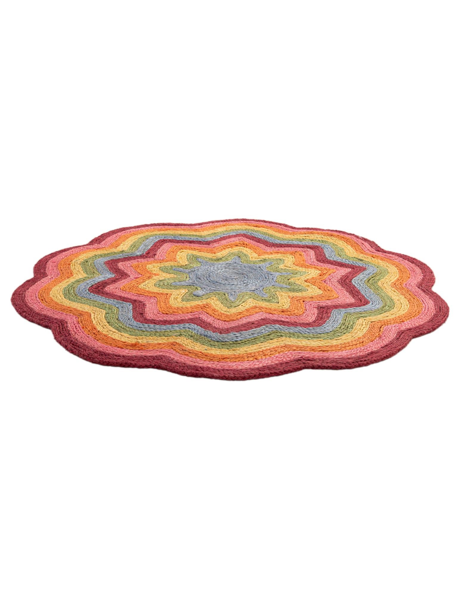 4' 1 x 4' 1 Hand Braided Happy Rugs Jawbreaker Poppy Round