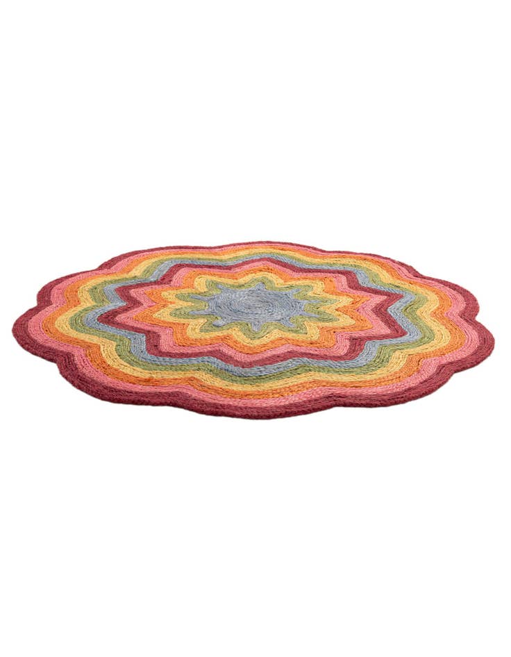 Detail image of 4' 1 x 4' 1  Hand Braided Happy Rugs Jawbreaker Poppy Round