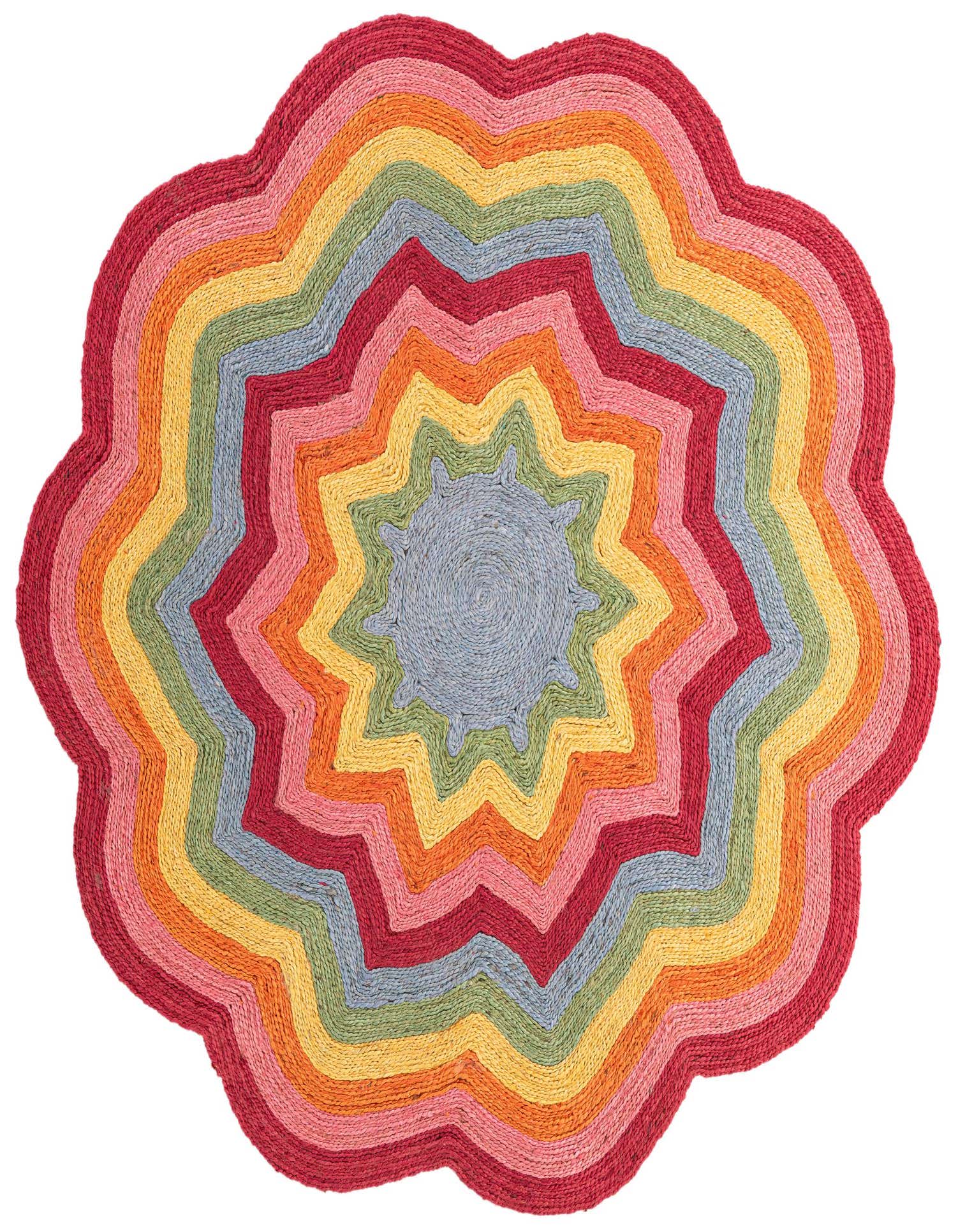 6' 1 x 6' 1 Hand Braided Happy Rugs Jawbreaker Poppy Round