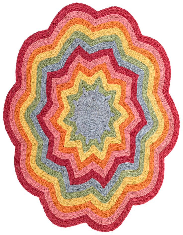 Detail image of 6' 1 x 6' 1 Hand Braided Happy Rugs Jawbreaker Poppy Round