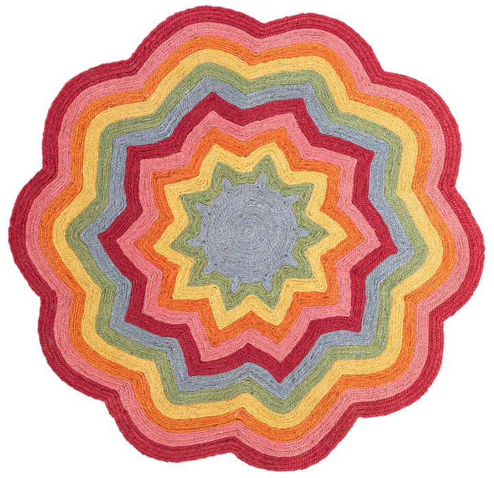 6' 1 x 6' 1 Hand Braided Happy Rugs Jawbreaker Poppy Round