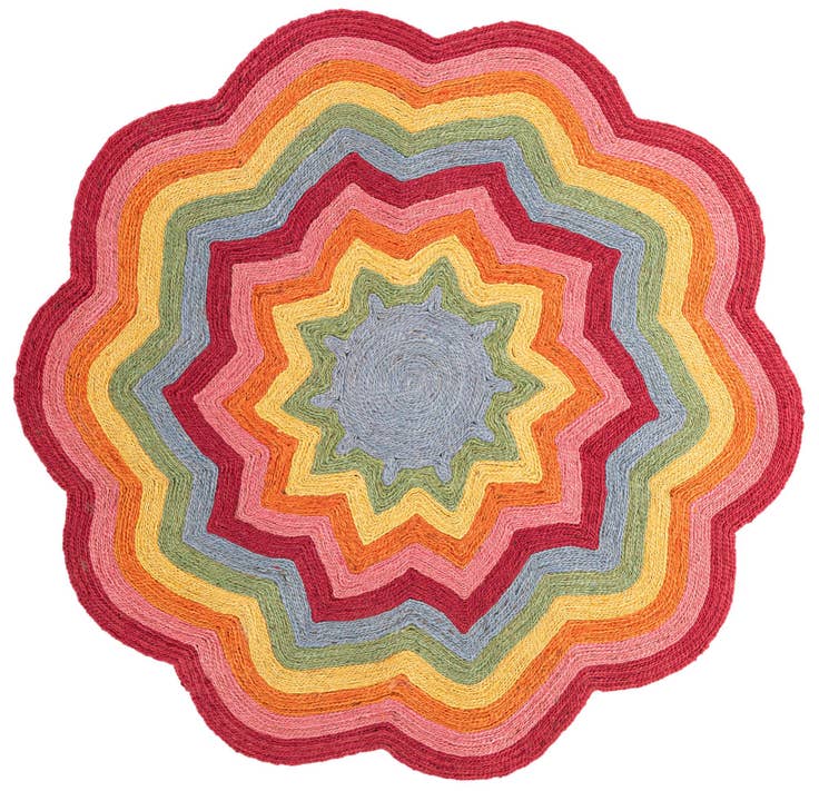 Detail image of 6' 1 x 6' 1 Hand Braided Happy Rugs Jawbreaker Poppy Round