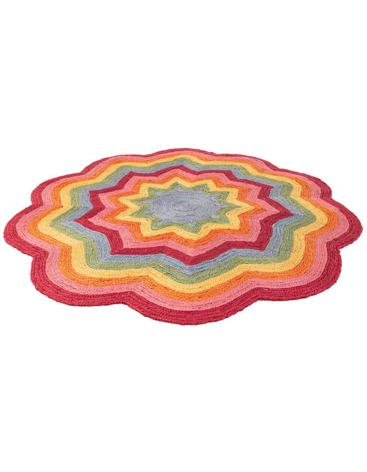 Detail image of 6' 1 x 6' 1 Hand Braided Happy Rugs Jawbreaker Poppy Round