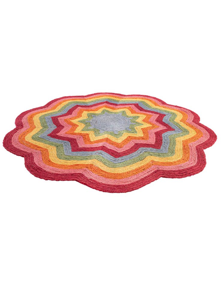 Detail image of 6' 1 x 6' 1  Hand Braided Happy Rugs Jawbreaker Poppy Round