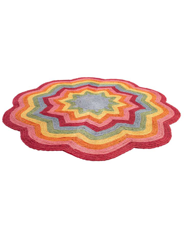 6' 1 x 6' 1 Hand Braided Happy Rugs Jawbreaker Poppy Round