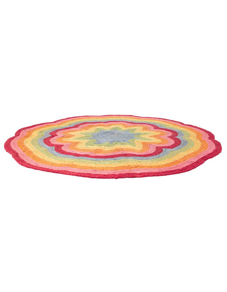 Detail image of 7' 1 x 7' 1 Hand Braided Happy Rugs Jawbreaker Poppy Round