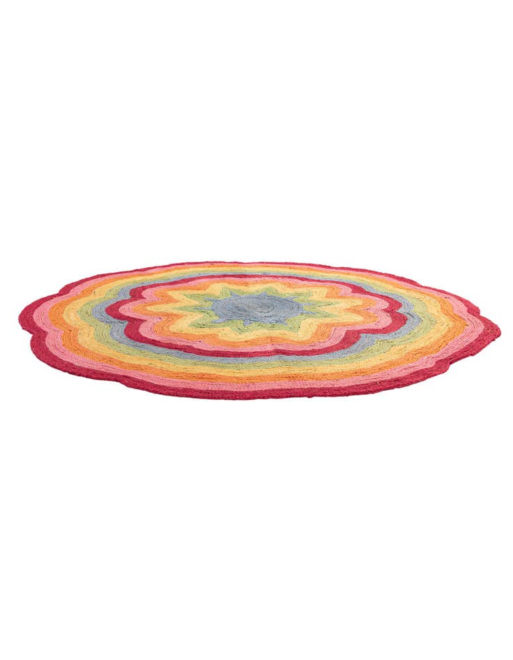 Detail image of 7' 1 x 7' 1  Hand Braided Happy Rugs Jawbreaker Poppy Round