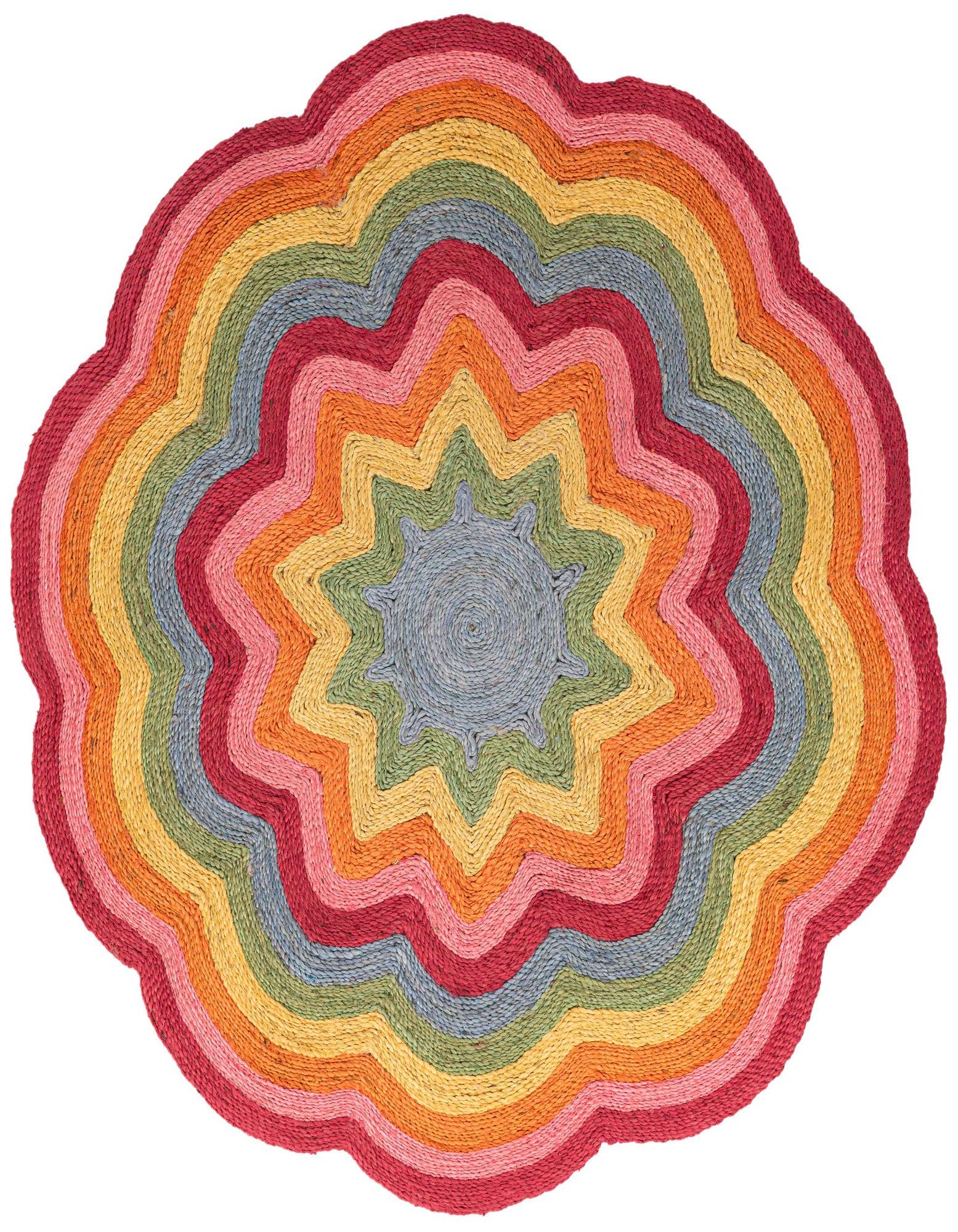 8' x 8' Hand Braided Happy Rugs Jawbreaker Poppy Round