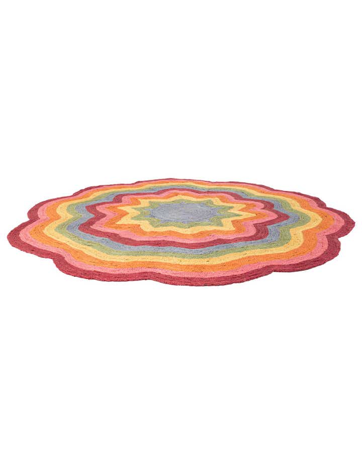 8' x 8' Hand Braided Happy Rugs Jawbreaker Poppy Round
