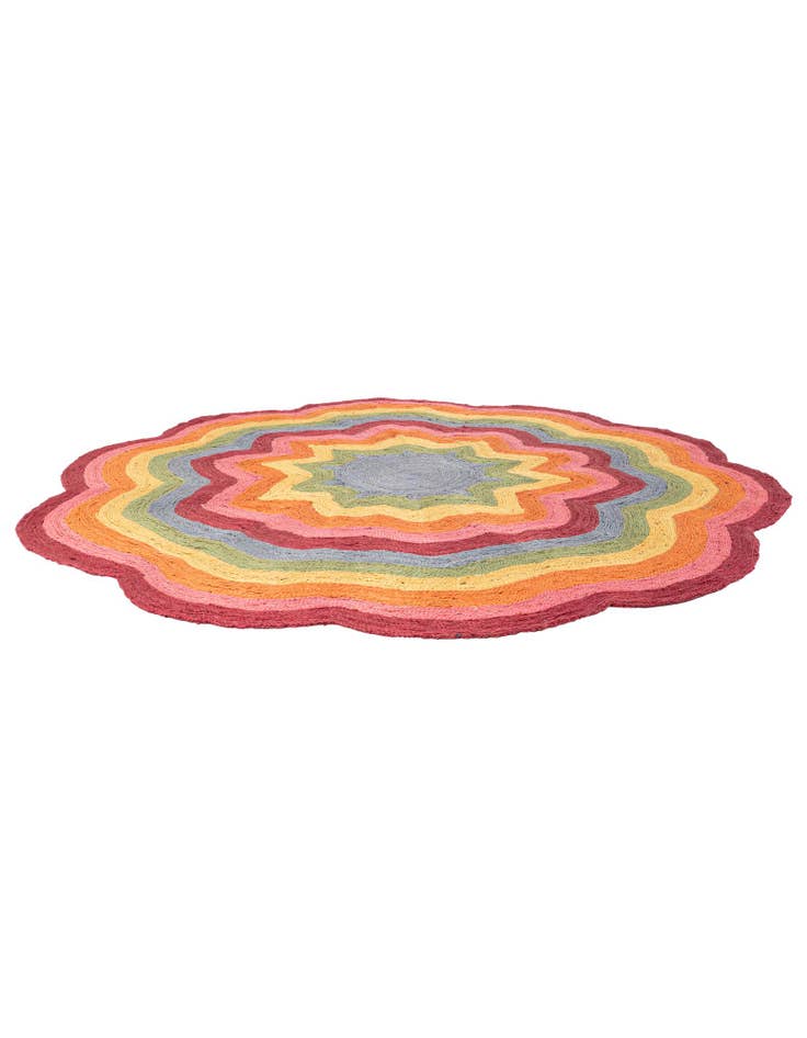 Detail image of 8' x 8' Hand Braided Happy Rugs Jawbreaker Poppy Round