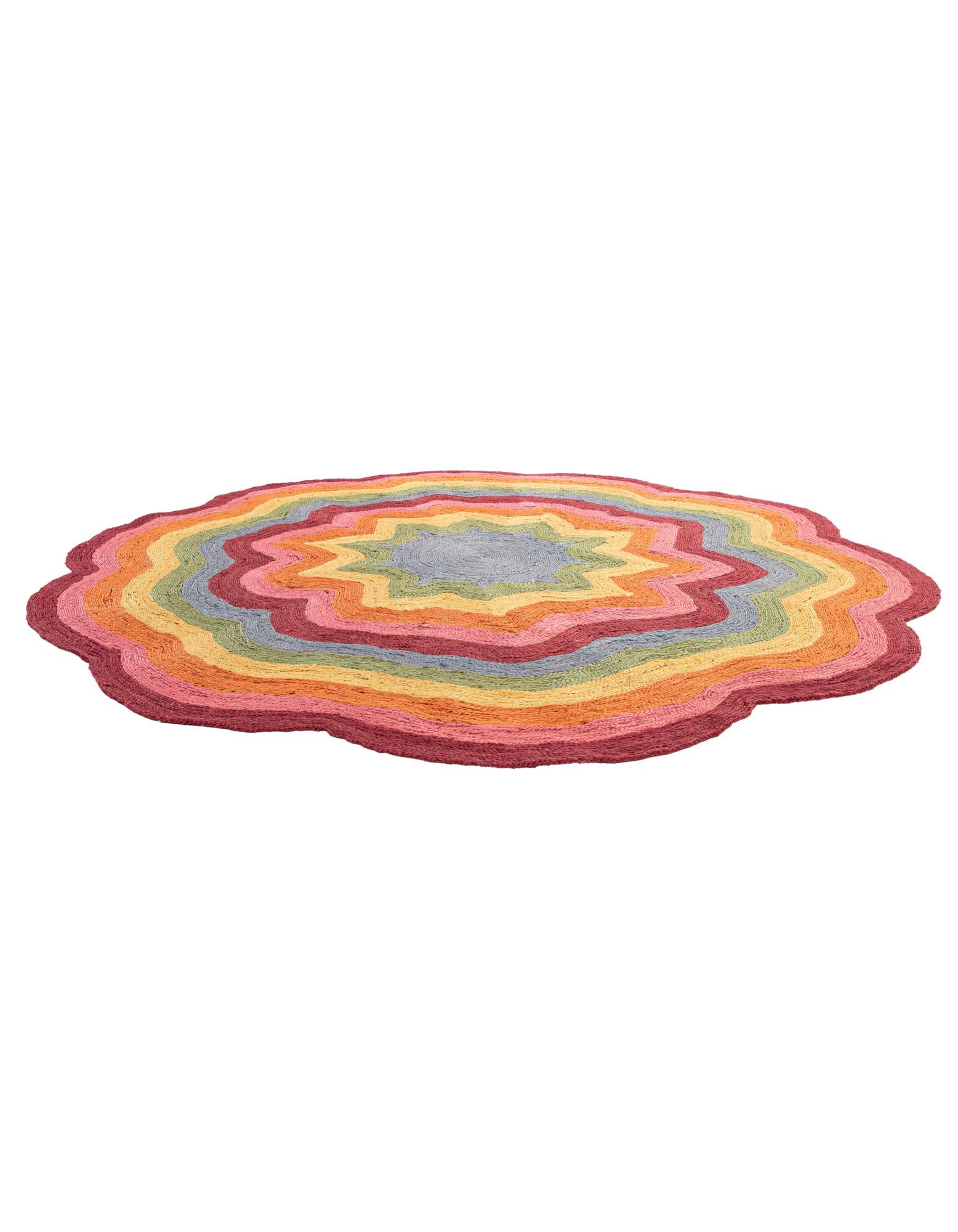 8' x 8' Hand Braided Happy Rugs Jawbreaker Poppy Round