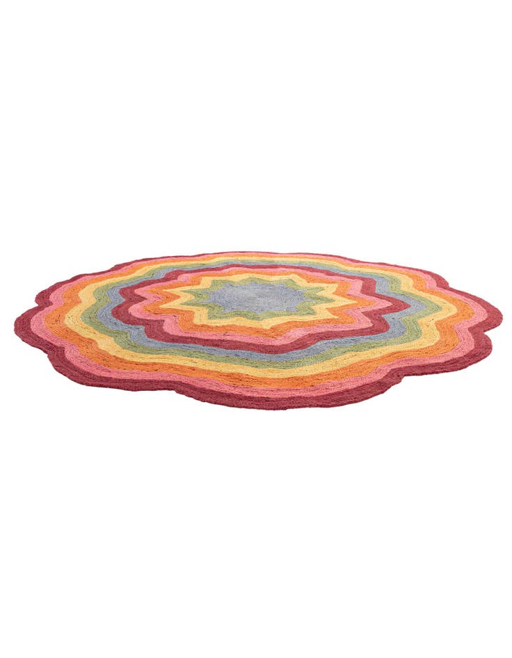 Detail image of 8' x 8' Hand Braided Happy Rugs Jawbreaker Poppy Round