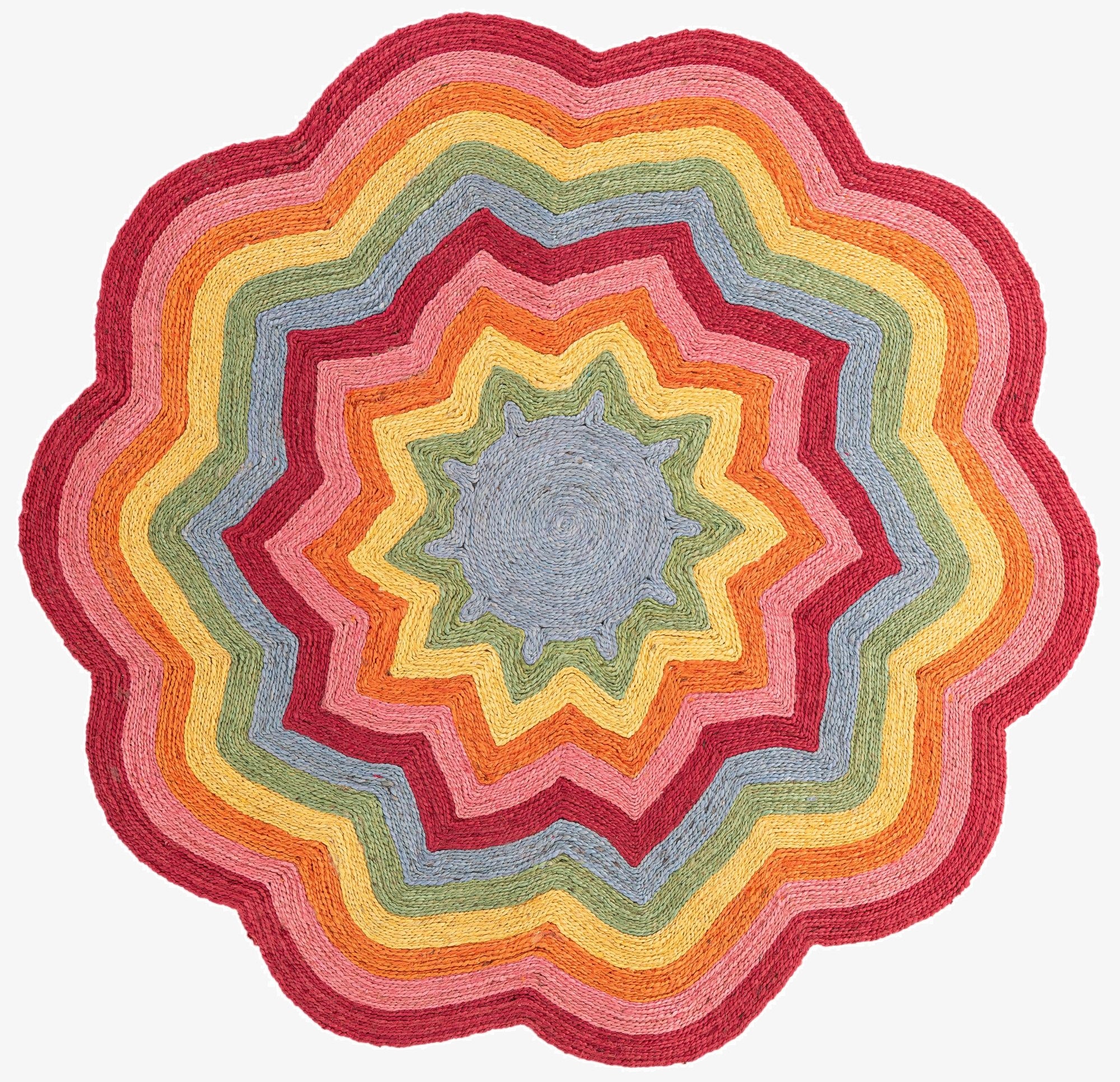 6' 1 x 6' 1  Hand Braided Happy Rugs Jawbreaker Poppy Round