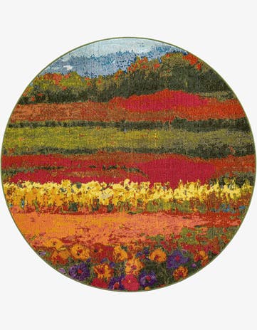 Washable Hyacinth Round Rug