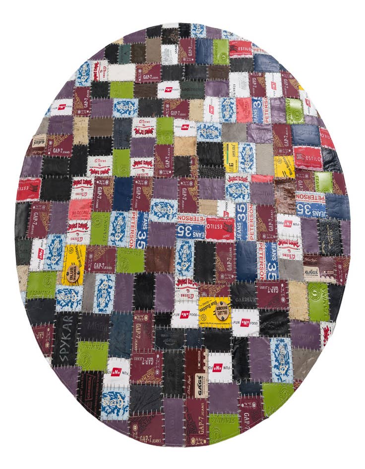 Detail image of 3' x 3' Jean Leather Tag Round Rug