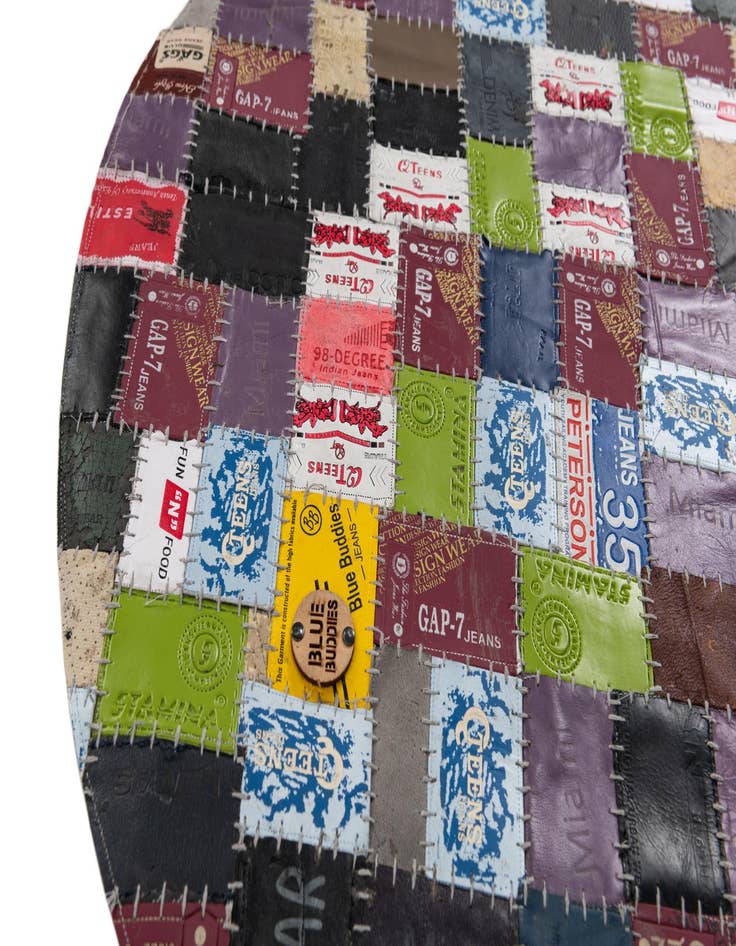 Detail image of 3' x 3' Jean Leather Tag Round Rug