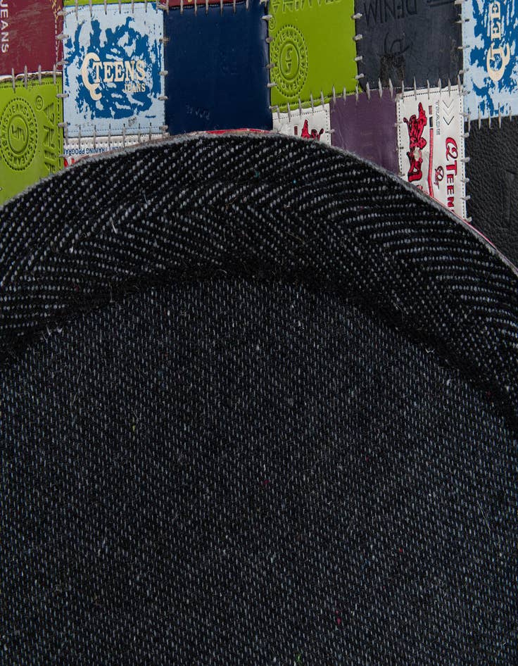 Detail image of 3' x 3' Jean Leather Tag Round Rug