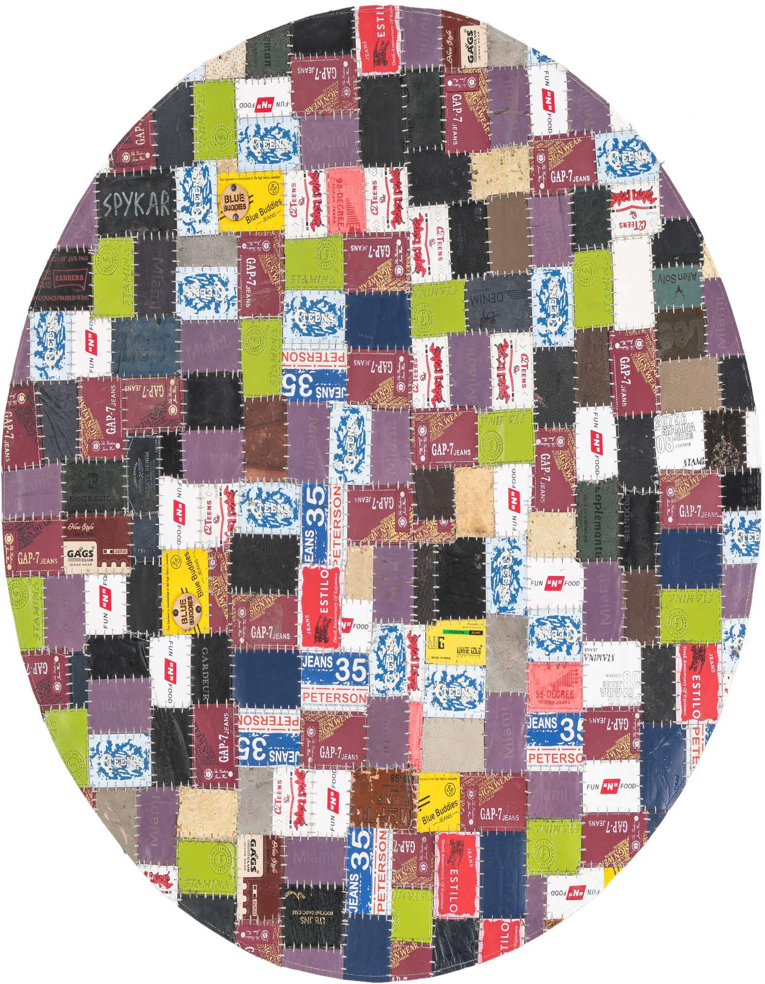 Primary image 3' x 3' Jean Leather Tag Round Rug