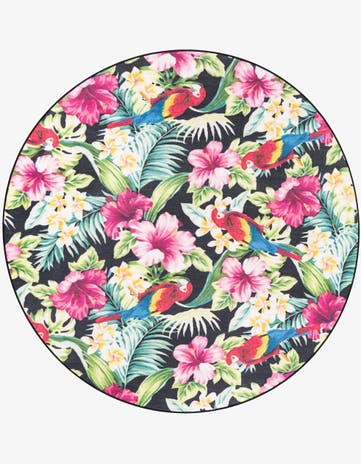 7' 10 x 7' 10 Easy-Clean Jill Zarin Caribbean Indoor / Outdoor Round Rug