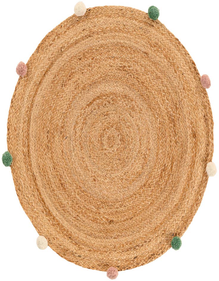Detail image of 3' 1 x 3' 1  Hand Braided Kids Braided Jute Round Rug