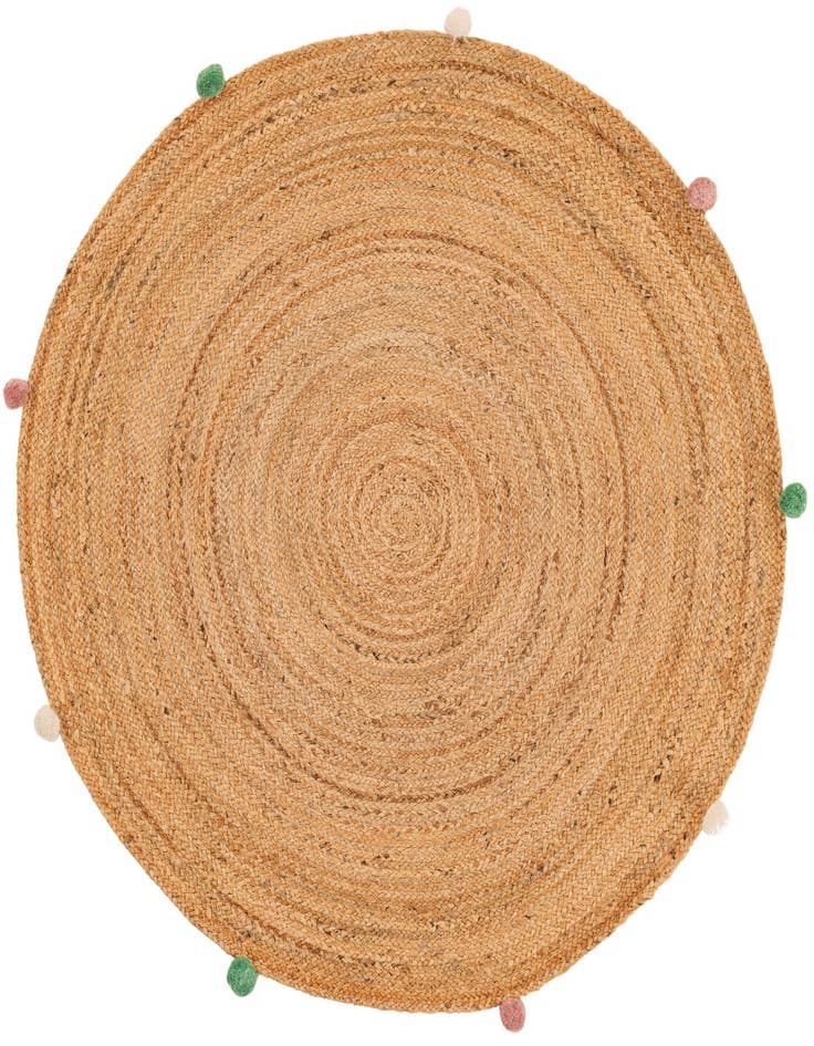 Detail image of 4' 1 x 4' 1  Hand Braided Kids Braided Jute Round Rug