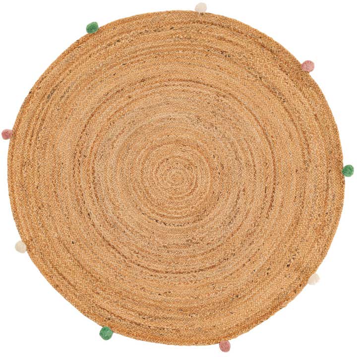 4' 1 x 4' 1 Hand Braided Kids Braided Jute Round Rug