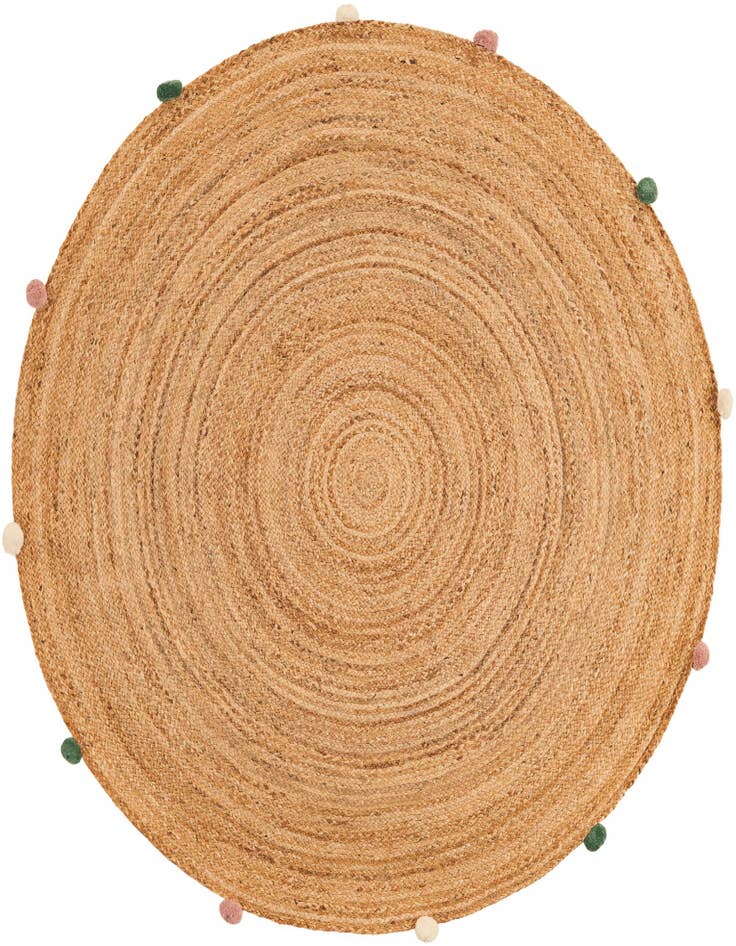 Detail image of 5' 3 x 5' 3  Hand Braided Kids Braided Jute Round Rug