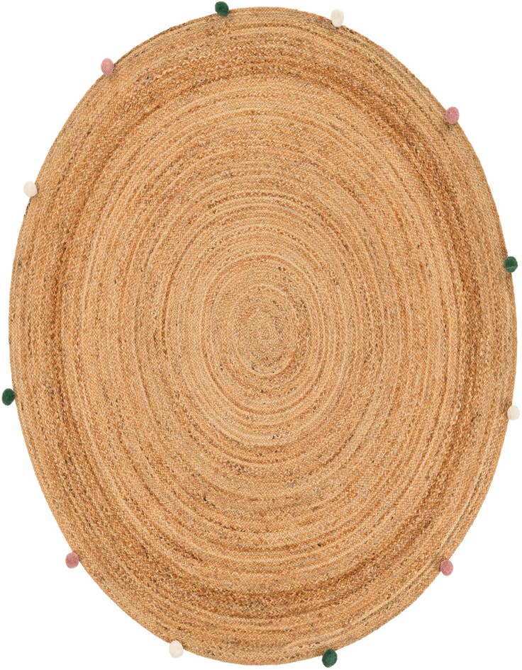 Detail image of 6' 1 x 6' 1  Hand Braided Kids Braided Jute Round Rug