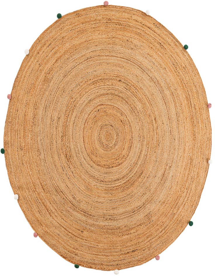 Detail image of 7' 10 x 7' 10  Hand Braided Kids Braided Jute Round Rug