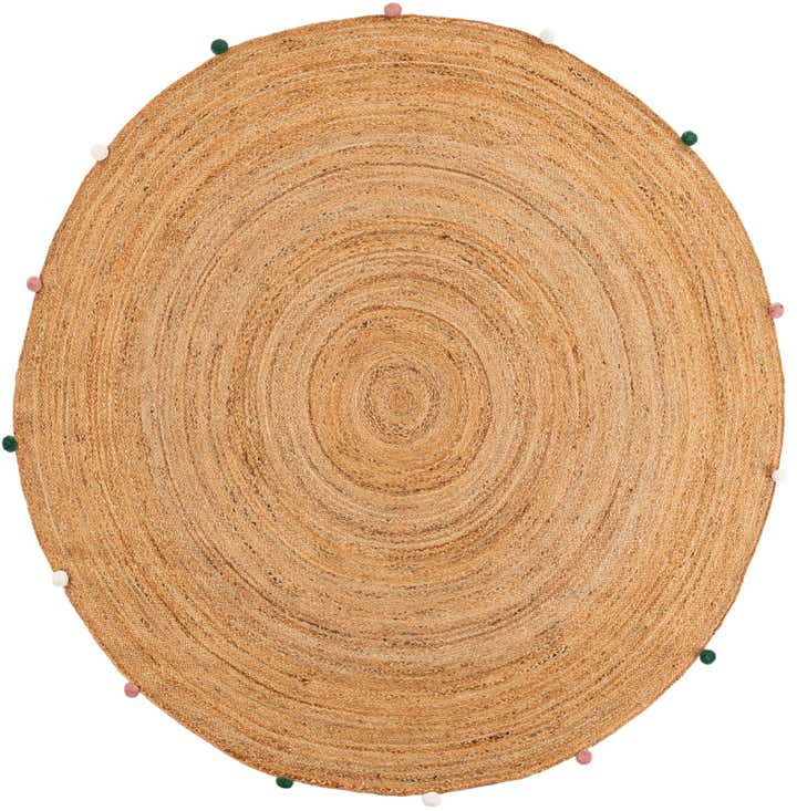 7' 10 x 7' 10 Hand Braided Kids Braided Jute Round Rug