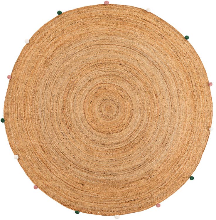 Detail image of 7' 10 x 7' 10 Hand Braided Kids Braided Jute Round Rug