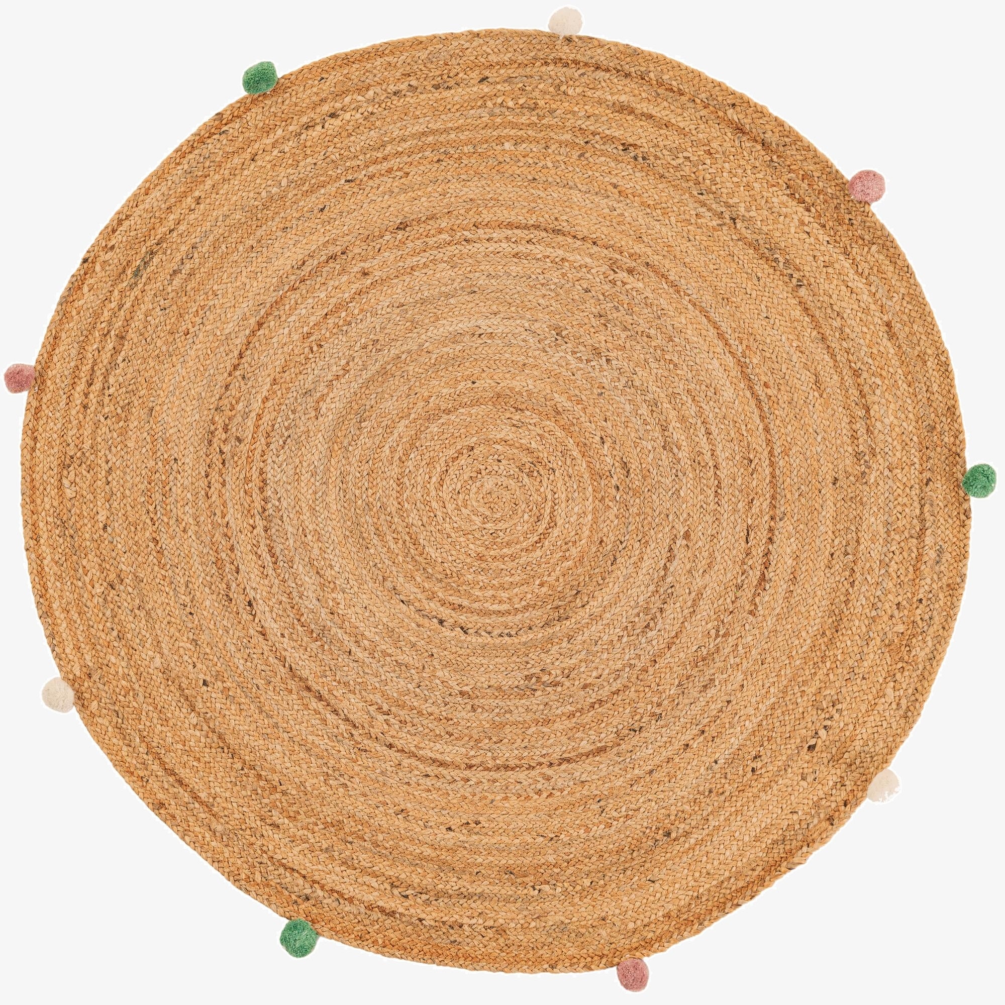 4' 1 x 4' 1  Hand Braided Kids Braided Jute Round Rug