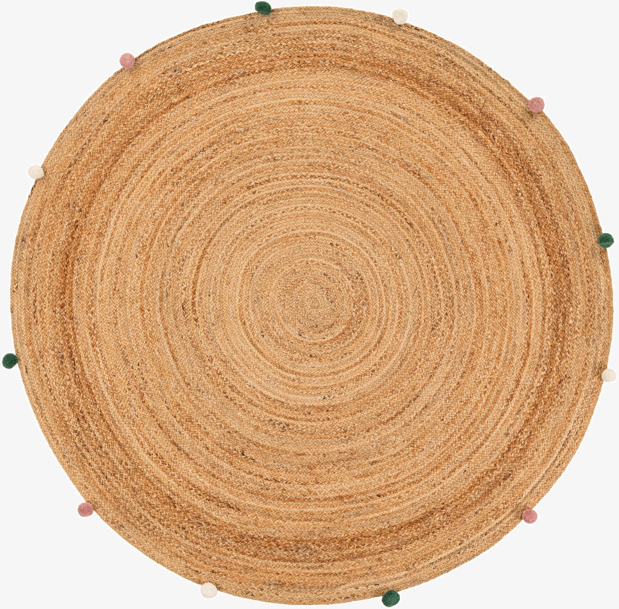 6' 1 x 6' 1  Hand Braided Kids Braided Jute Round Rug