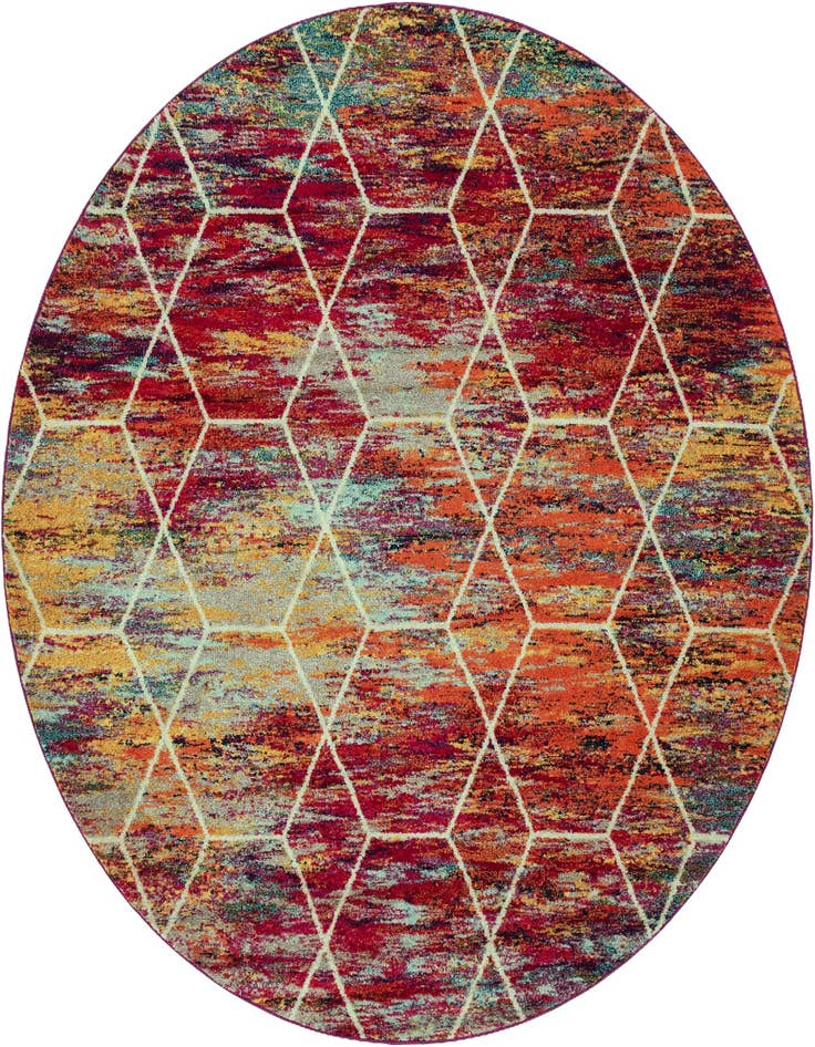Detail image of 7' 10 x 7' 10 Lattice Frieze Round Rug