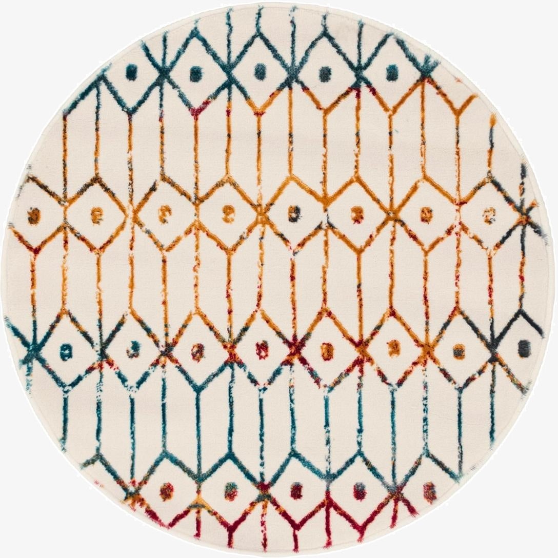 100cm x 100cm Lattice Trellis Round Rug