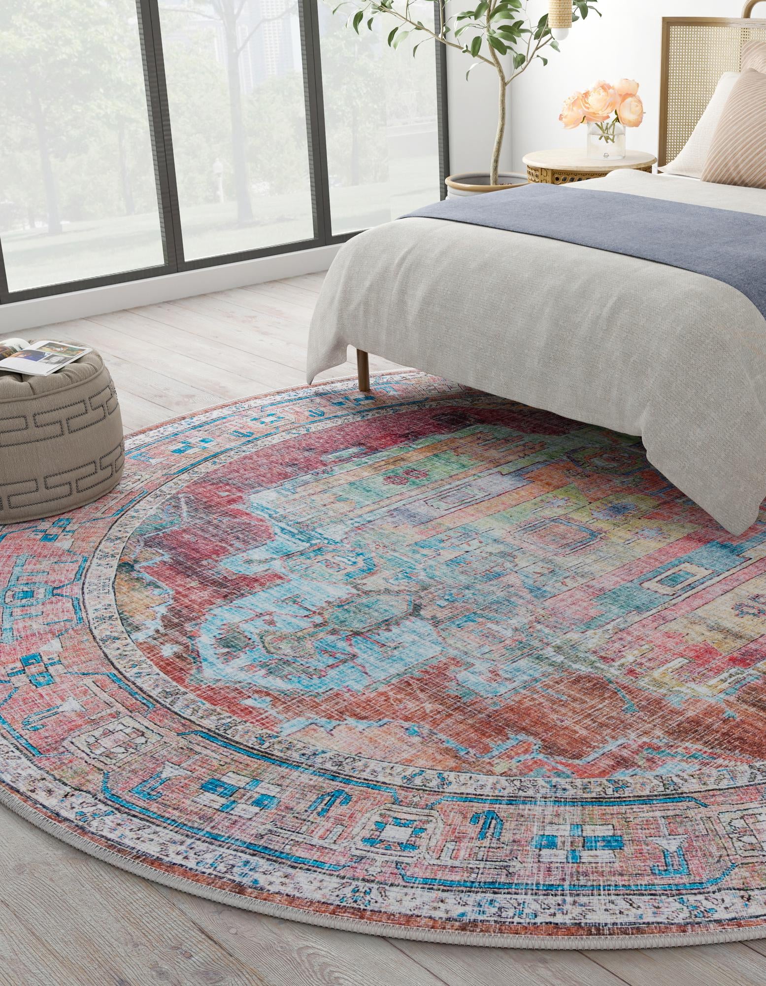10' 6 x 10' 6 Washable Maahru Round Rug