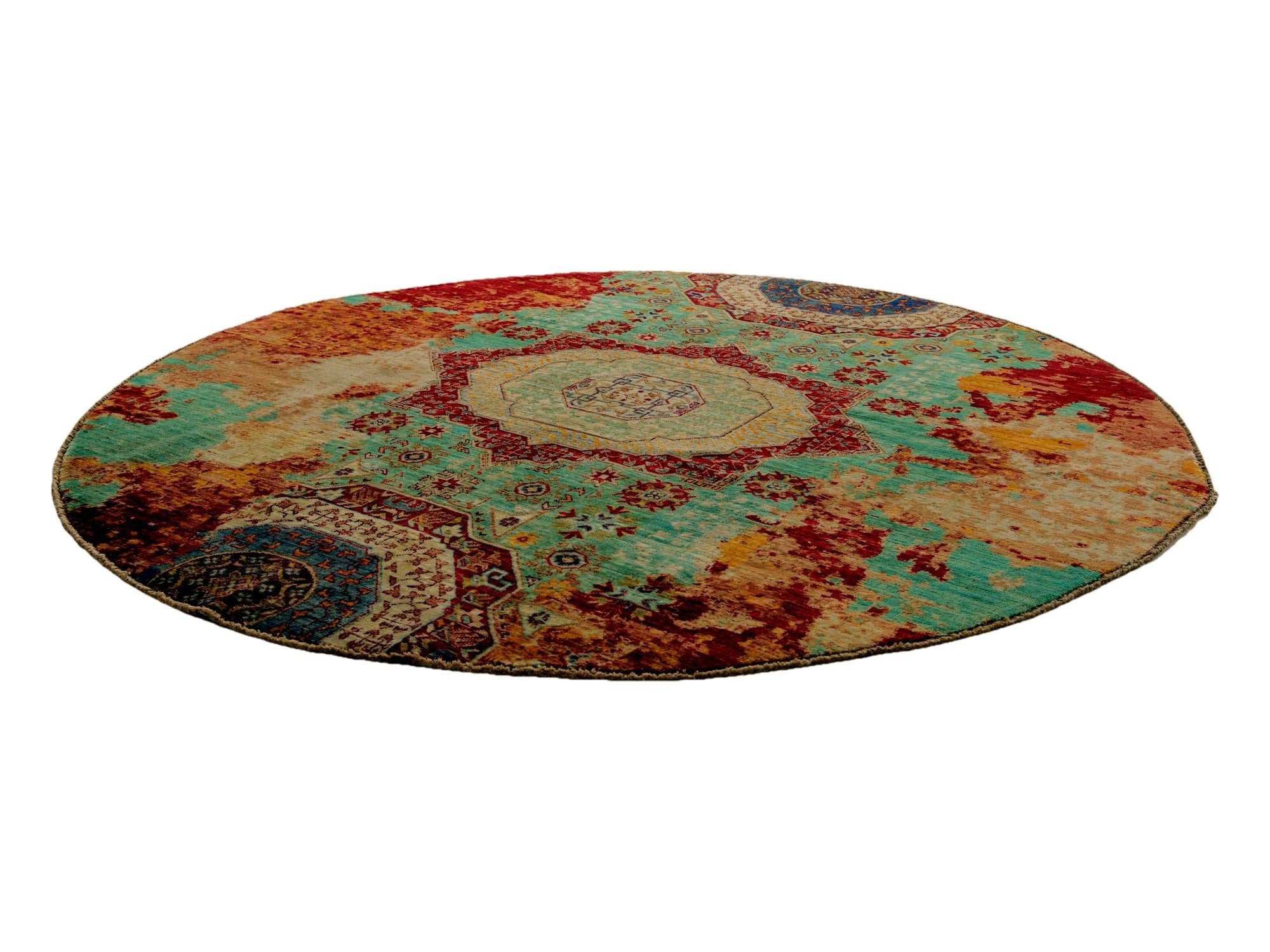 6' 5 x 6' 6 Hand Knotted Mamluk Ziegler Round Rug